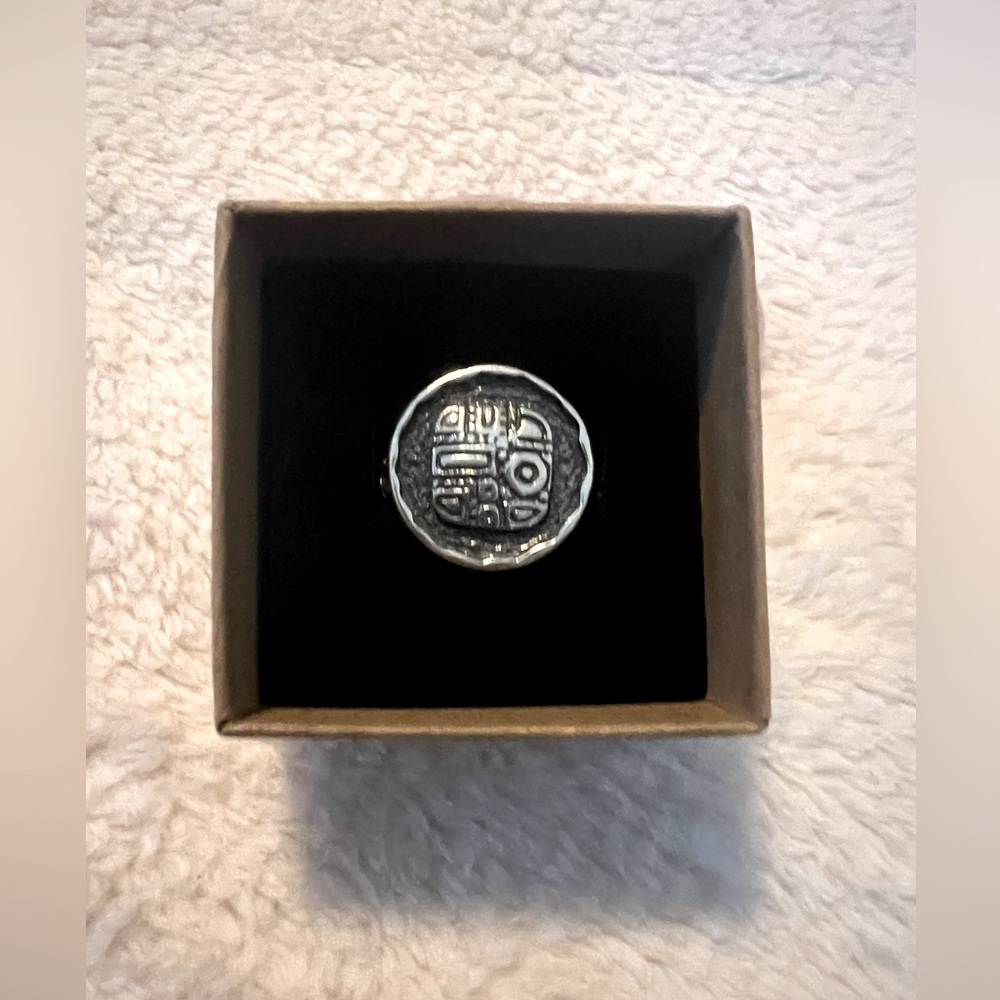 SILPADA Retired Etched Aztec Mosaic Coin Sterling Silver Ring